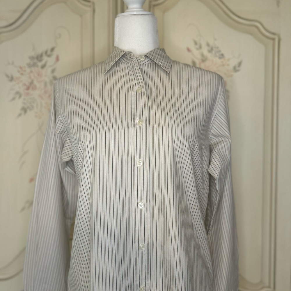 Pendleton women’s Striped Button-Up Shirt - Light Gray & White